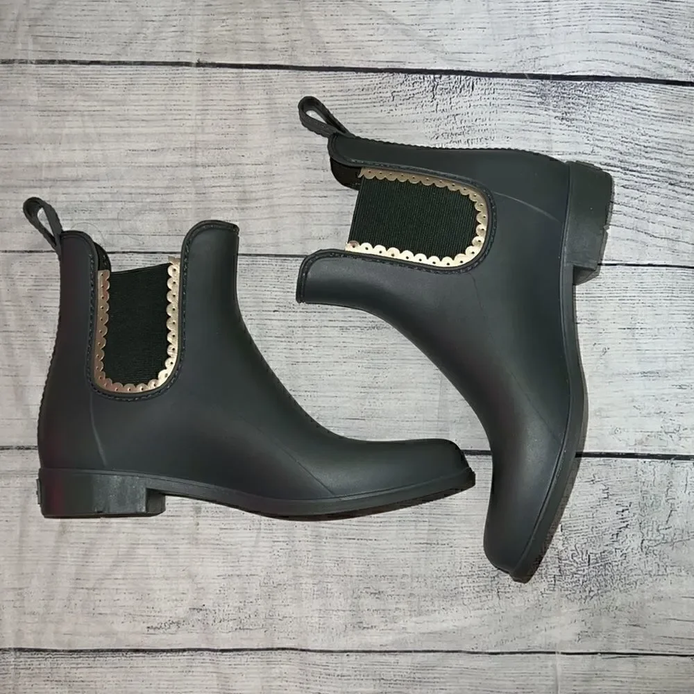Jack Rogers Sallie Rain Boots Gray Pull-On Ankle Wellies sz 6